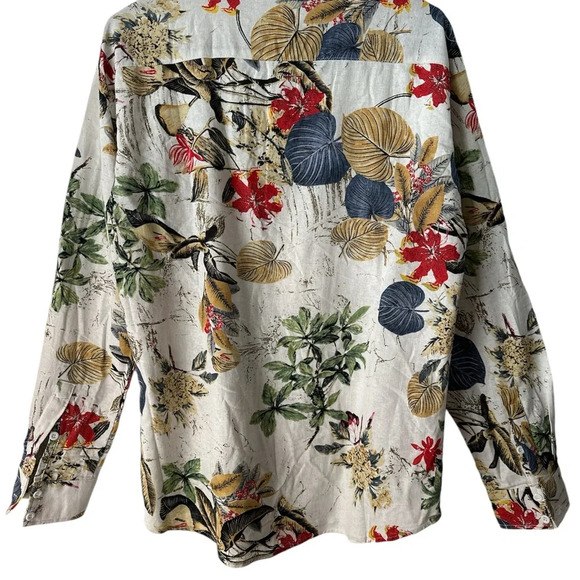 COOFANDY Men’s Unisex Floral Henley Neckline Long Sleeves Small Shirt BNWT - Picture 7 of 8